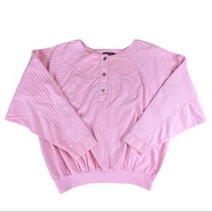 Vintage Woolrich Pink Henley Pullover Top Batwing Dolman Sleeve Women’s L